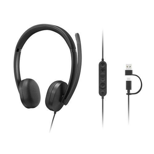 Lenovo VoIP Headset 5000 Bedraad Hoofdband Kantoor/callcenter USB Type-C Zwart (Per stuk)