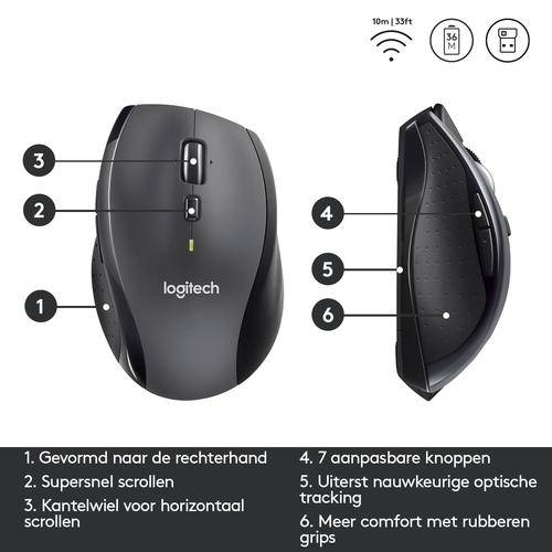 Logitech Customizable Mouse M705 muis Kantoor Rechtshandig RF Draadloos Optisch 1000 DPI (Per stuk)
