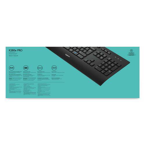 Logitech K280E Pro f/ Business toetsenbord Kantoor USB QWERTY US International Zwart (Per stuk)